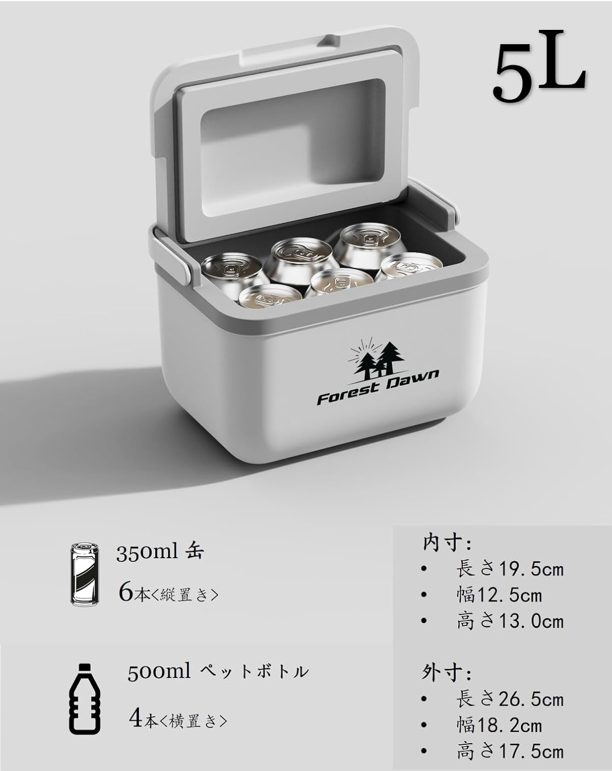 真空断熱 5L 小型クーラーボックス 保冷 保温 超軽量 フィッシング＆キャンプ用