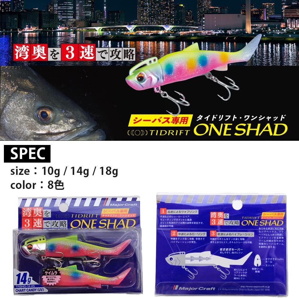 シーバスルアー タイドリフト ワンシャッド 18g レッドヘッド