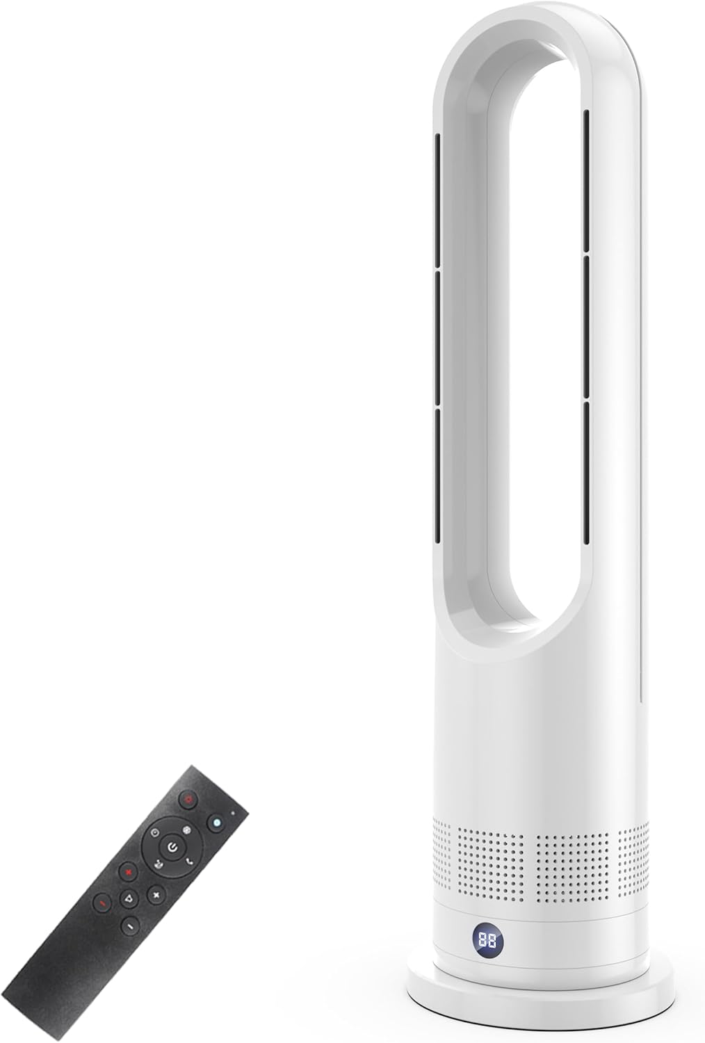 冷暖両用タワーファン セラミックヒーター DCモーター省エネ リモコン付 100°首振り 1-9Hタイマー付き