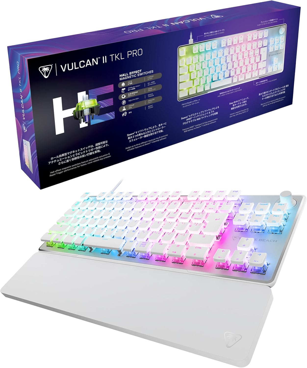 TURTLE BEACH ゲーミングキーボード Vulcan II TKL Pro 日本語配列 有線 ホワイト RGB 反応速度調整【メーカー保証2年+代理店保証6ヶ月】