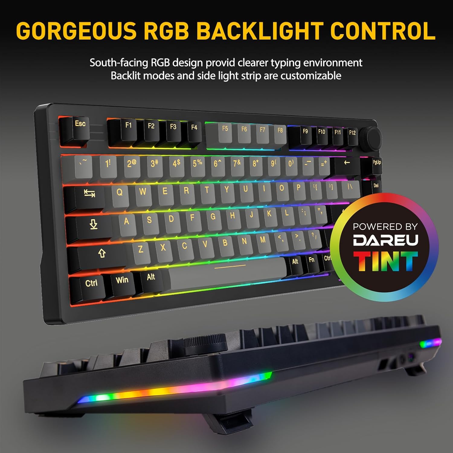 無線テンキーレス75%メカニカルゲーミングキーボード EK75PRO RGBホットスワップ対応【1年保証】