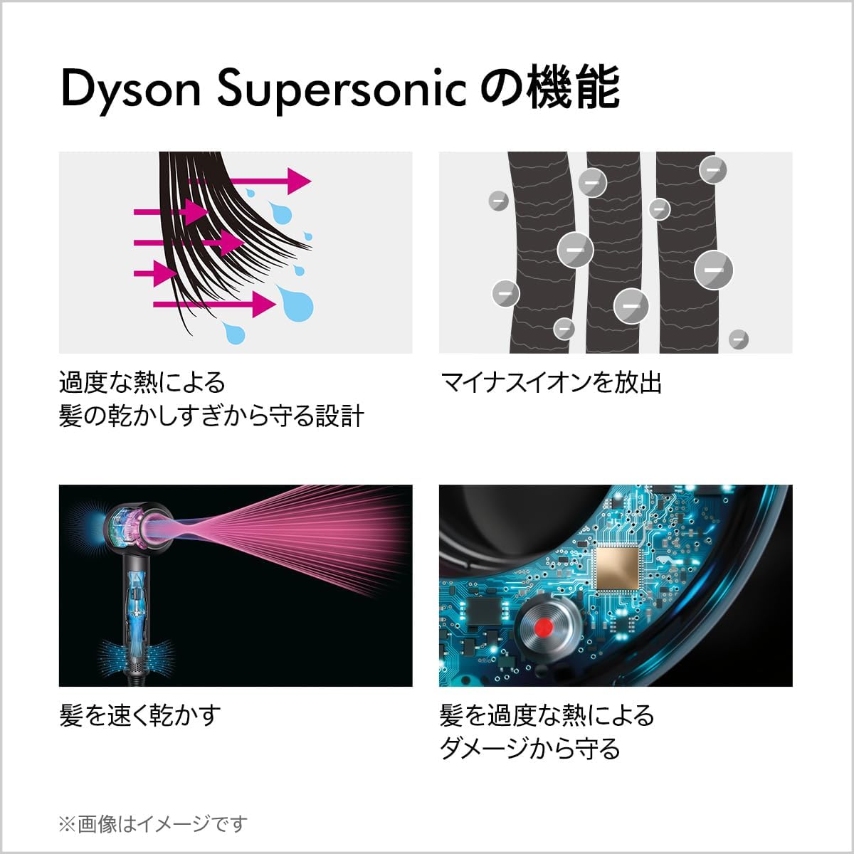 ダイソン スーパソニック ヘアドライヤー ブラック／ニッケル 【速乾・熱ダメージ防止】