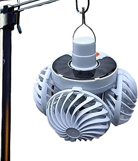 太陽光充電式キャンプランタンファン - 持ち運び可能な静音ライト