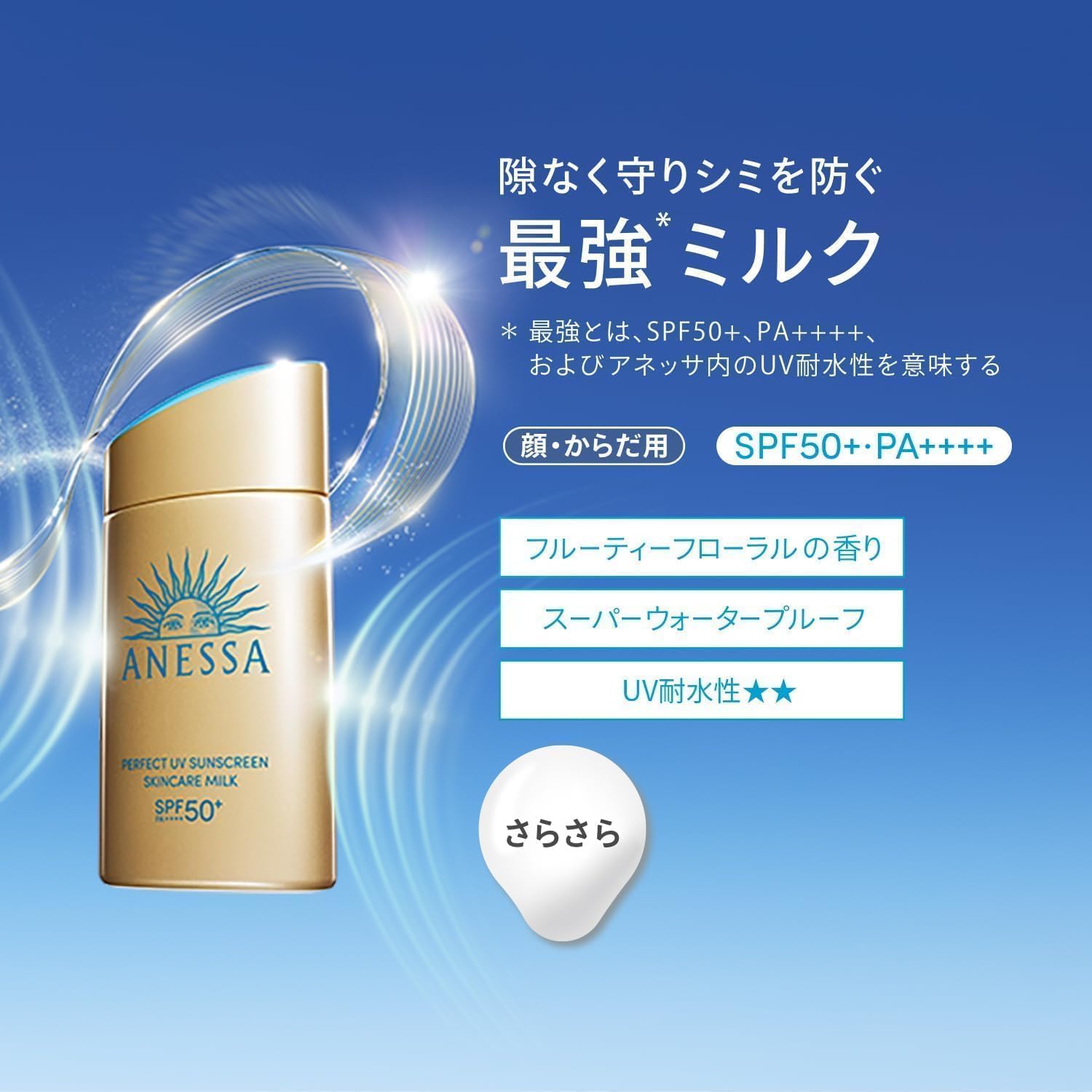 日焼け止めミルク 【ミニサイズ】 アネッサ スキンケア SPF50+ PA++++ 20mL 軽量 ウォータープルーフ 旅行用