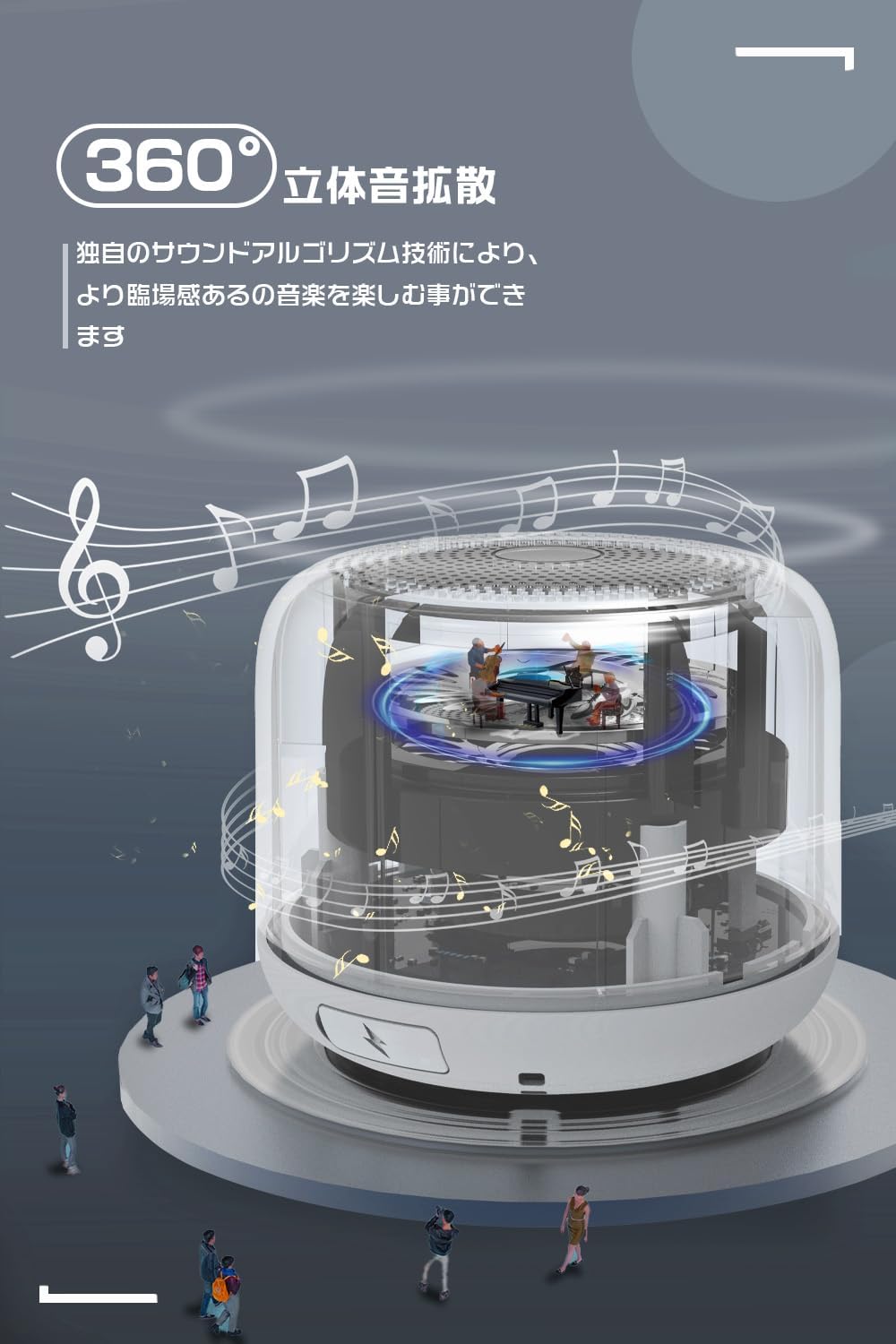 防水Bluetoothスピーカー IPX7 大音量 12時間連続再生 ポータブル（ホワイト）