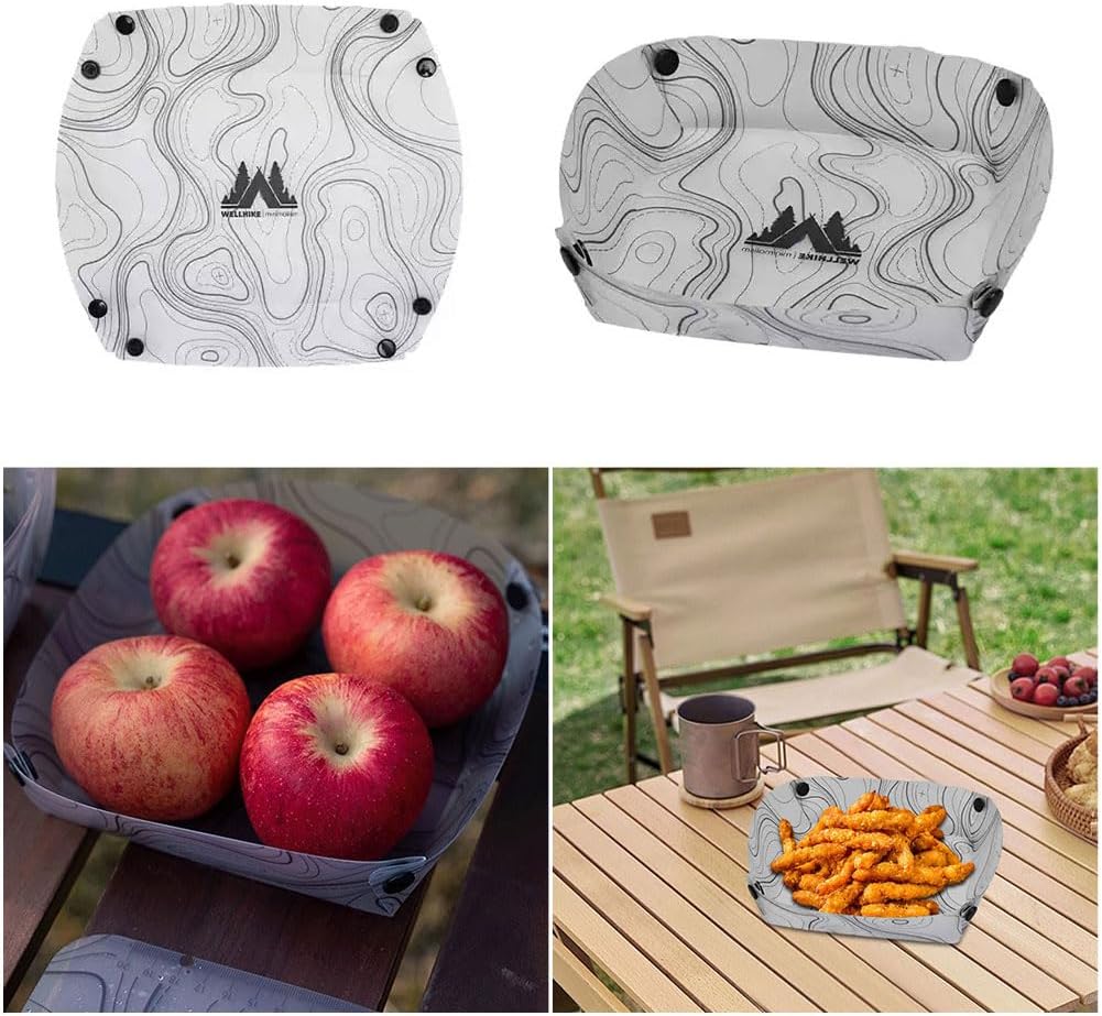 アウトドアキャンプ用超軽量折りたたみボウル - 食品安全素材製で持ち運び便利