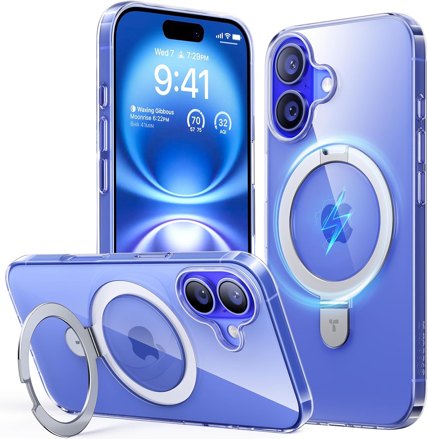 iPhone 16 用 黄変ゼロ・最軽量スタンドケース【耐衝撃・透明・マグセーフ対応】