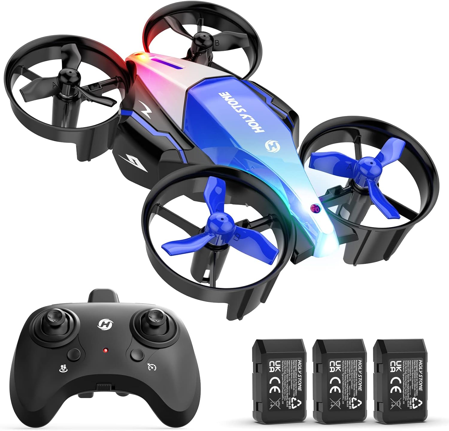 誕生日ギフト 子供向け 小型陸空両用ドローン Holy Stone HS210F ブルー 36分使用可能【初心者向け】
