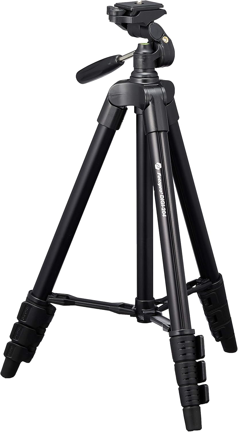 フォトプロ 三脚 120cm アルミ製 4段階調節 3WAY 雲台付き ブラック
