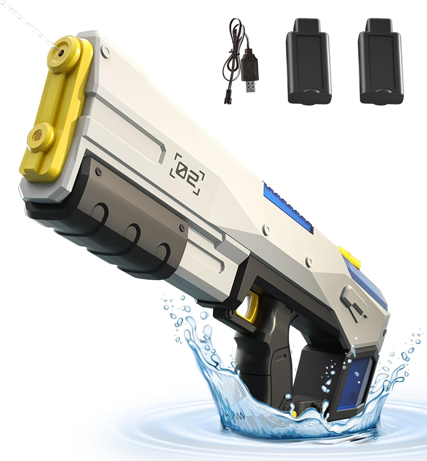 ウォーターガン 大容量500ml 電動水鉄砲 高速連発 約8-10m 大人・子供用 海水浴・プール遊び 誕生日プレゼント