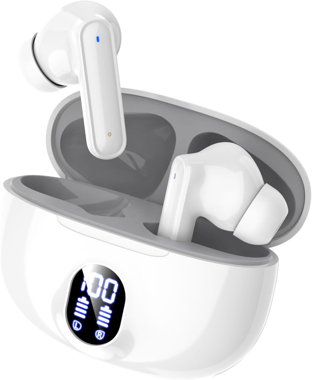 Bluetoothワイヤレスイヤホン 2025新モデル Hi-Fi音質 マイク付き IPX7防水 自動ペアリング 片耳・両耳対応 (ホワイト)