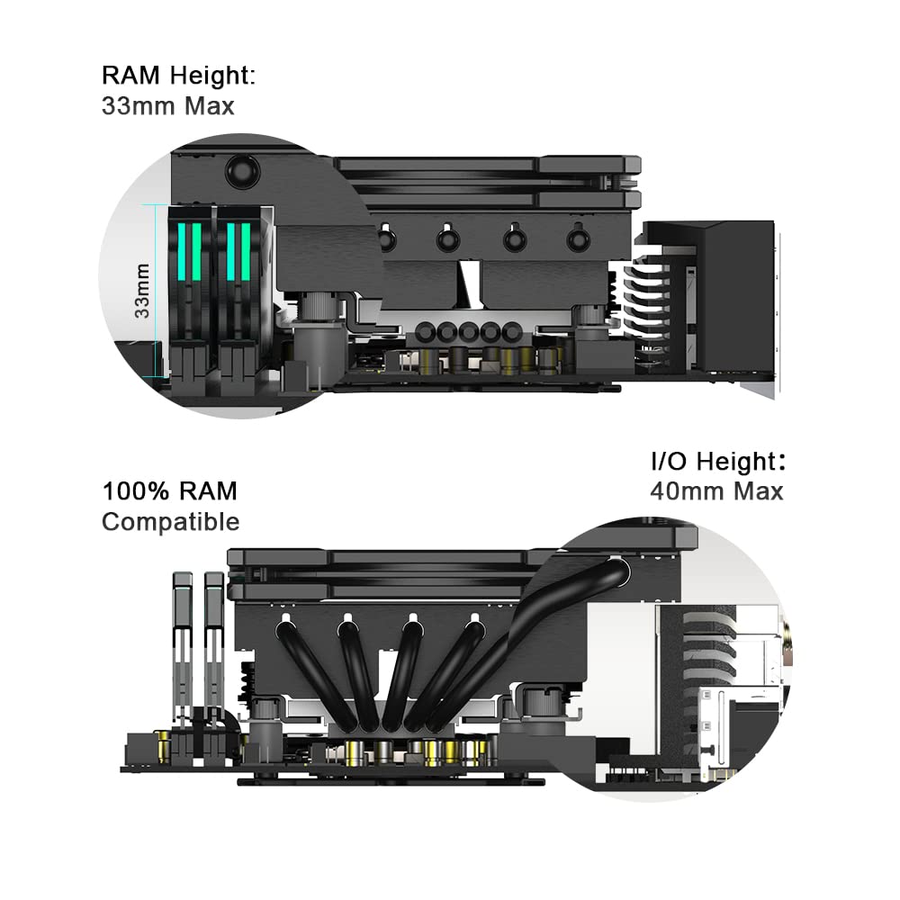 ID-COOLING IS-55 BLACK ロープロファイルCPUクーラー 高さ57mm 5ヒートパイプ 対応ソケット：Intel LGA1700/115X/1200, AMD AM4/AM5