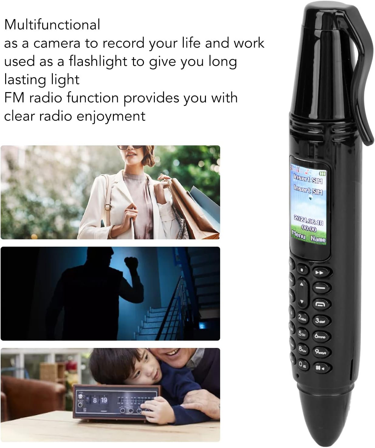 充電式Bluetoothダイラー搭載ペン型小型携帯電話 AK007