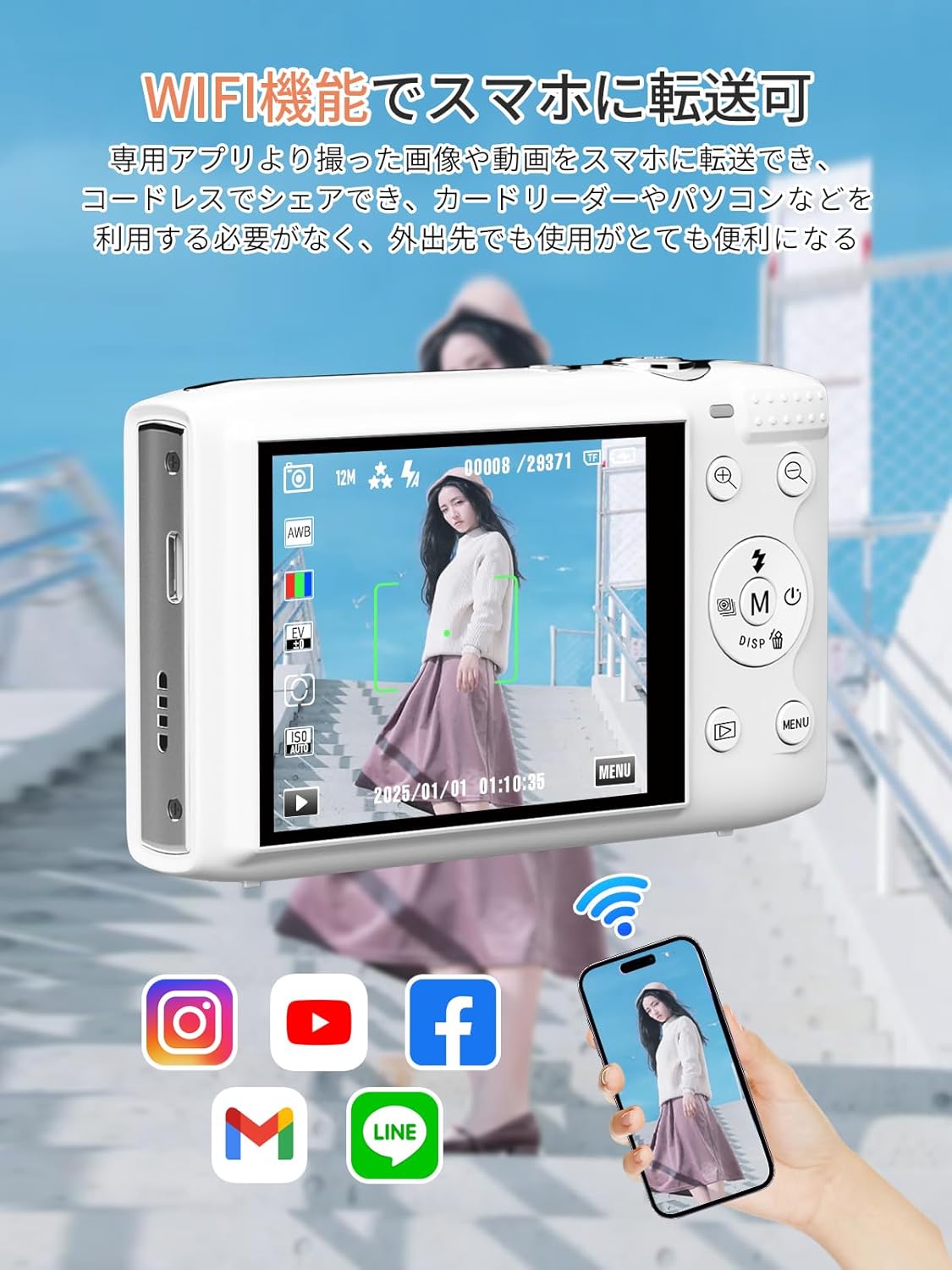子供の日・クリスマスプレゼントに最適なコンパクトデジタルカメラ 7200万画素 5K WIFI転送機能付き