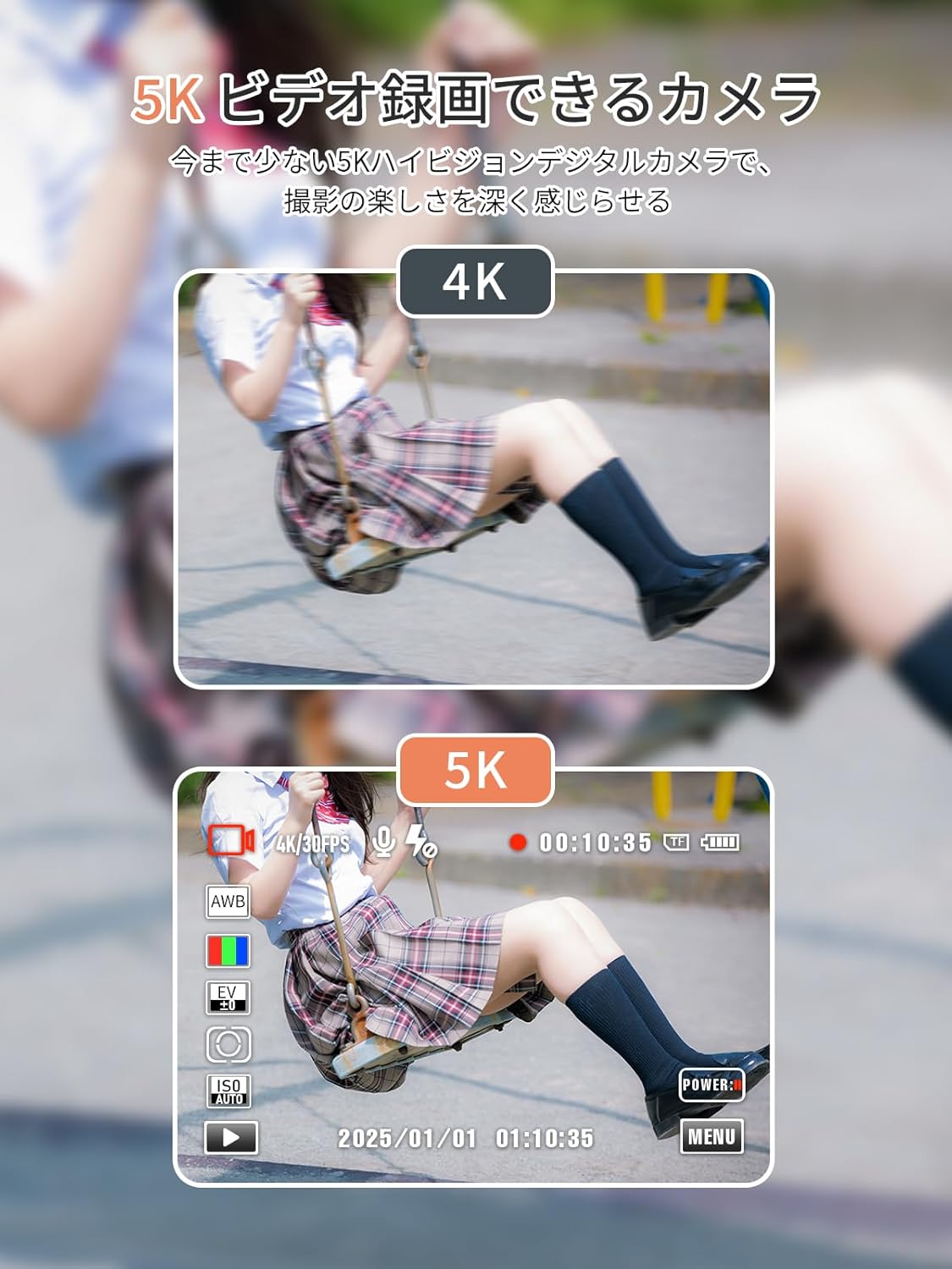 子供の日・クリスマスプレゼントに最適なコンパクトデジタルカメラ 7200万画素 5K WIFI転送機能付き