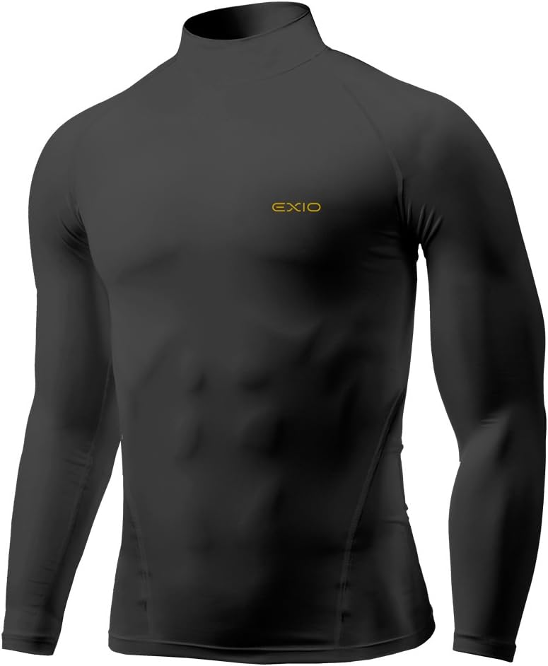 接触冷感 メンズ ハイネック 長袖 コンプレッションウェア スポーツシャツ T02