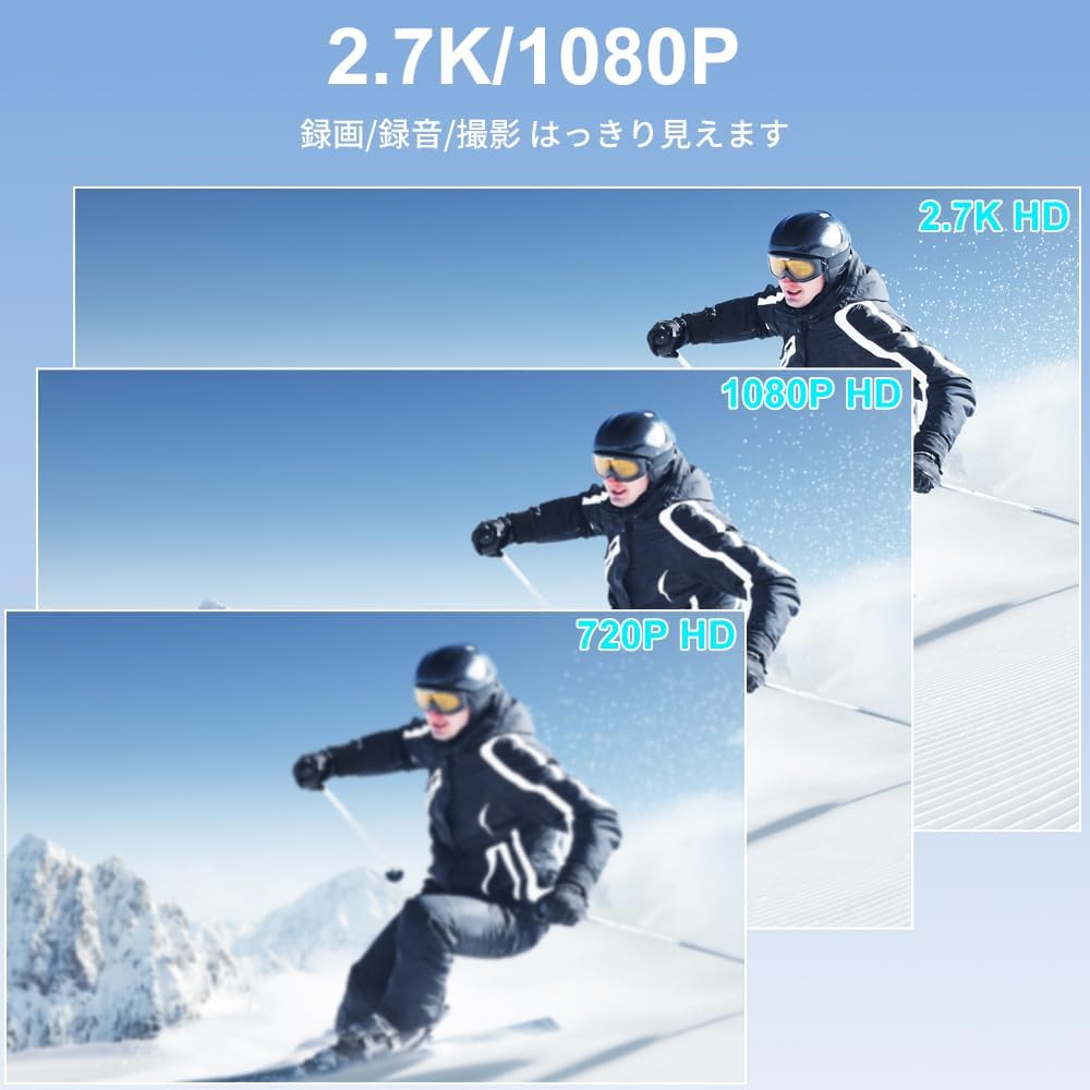超小型スポーツカメラ 2K 1.54インチ IPSディスプレイ 180度回転レンズ ループ録画 S70 旅行・サイクリング用