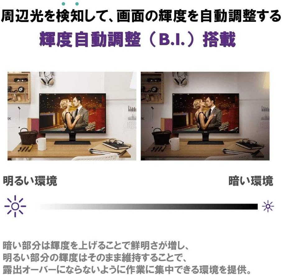 BenQ 21.5インチ フルHD IPSモニター GW2283 - ブルーライト軽減・自動輝度調整・スピーカー付き