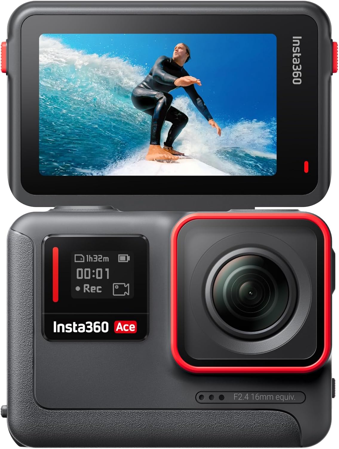 Insta360 Ace - 防水4Kアクションカメラ、AIノイズリダクション、48MP写真、フリップ式2.4インチスクリーン