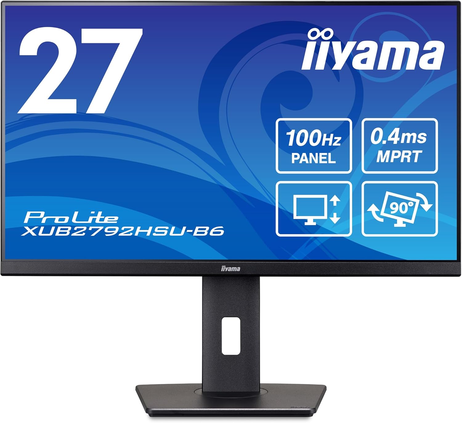 27インチ フルHD IPS モニター iiyama XUB2792HSU-B6 - 100Hz, 0.4ms, 高さ調整・角度調整・縦回転対応、全ケーブル付, 3年保証