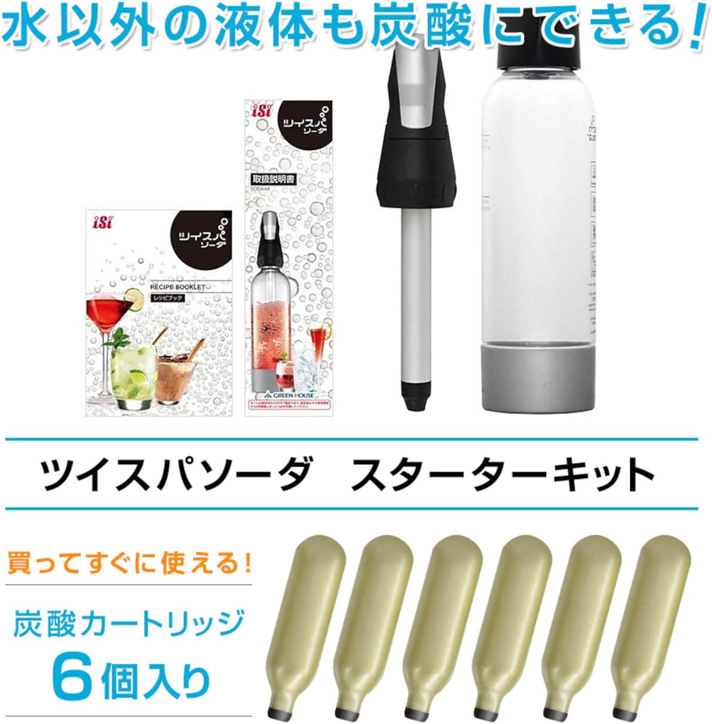 ツイスパソーダ スターターキット 微炭酸炭酸水メーカー 950ml