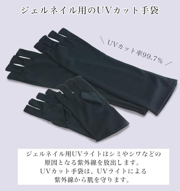 UVカットネイル用手袋 ジェルネイル・ネイルケア用 指先なし PR-NAIL24UV