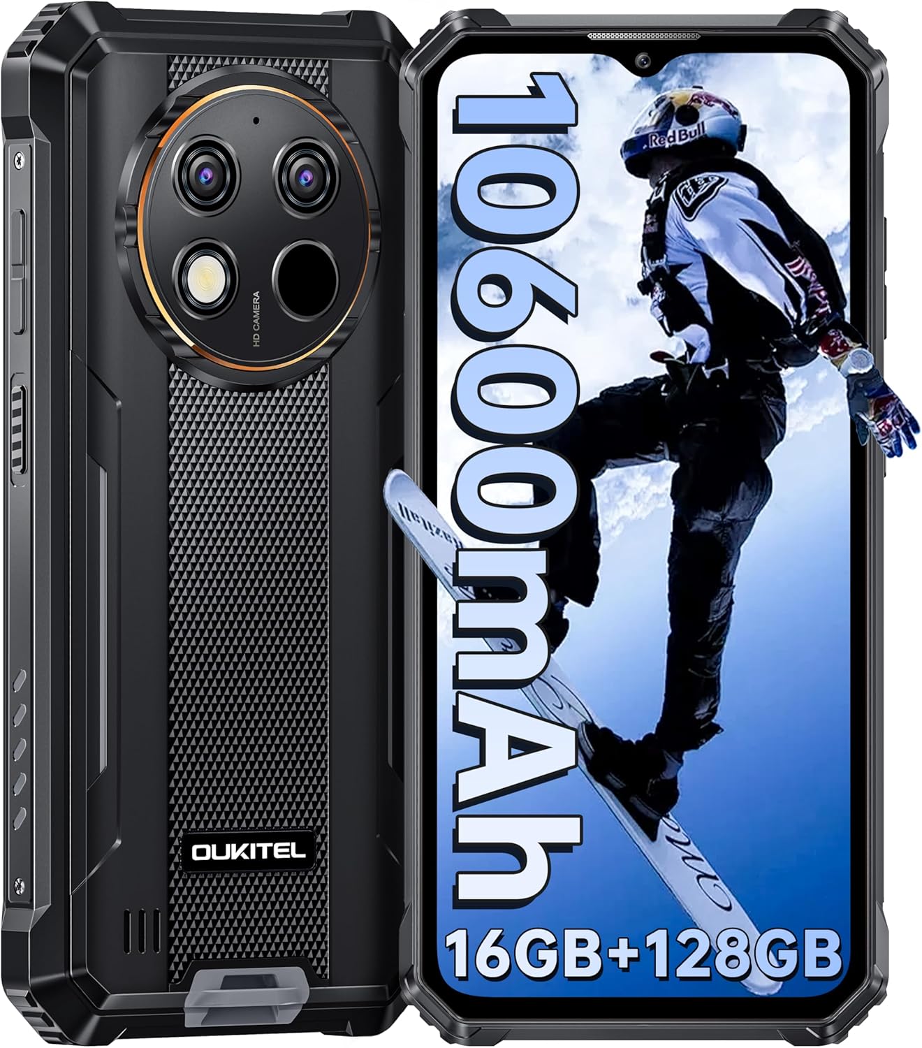 OUKITEL WP28S タフネススマホ 16GB RAM・128GB ROM・10600mAhバッテリー・Android14・IP68防水防塵・6.52インチHD大画面