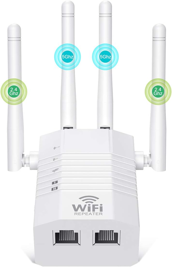 1200Mbps対応 Wi-Fi中継機 5GHz/2.4GHz LANポート付き AP/リピーターモード