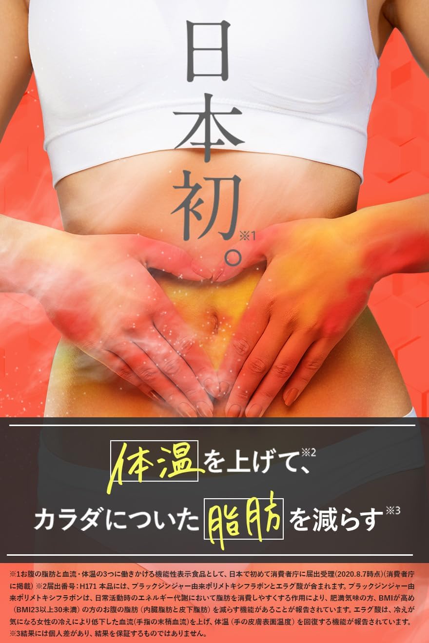 温活サポート サプリメント「スリリンファイア」ブラックジンジャー含有(90粒・日本製)