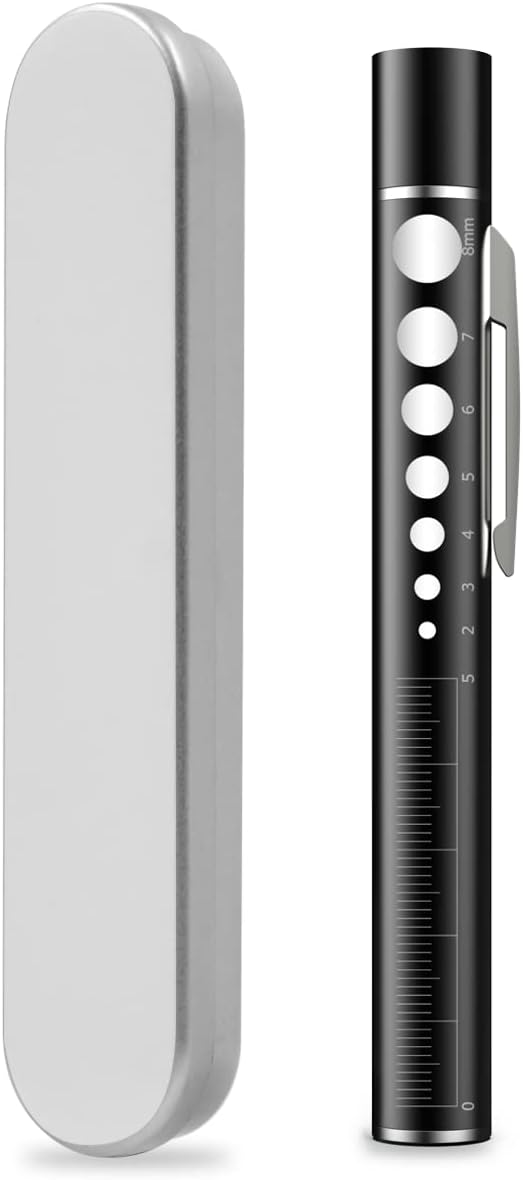 USB充電式 LEDペンライト 暖色・白色光対応 クリップ付き 小型 軽量 収納ケース付き (ブラック)