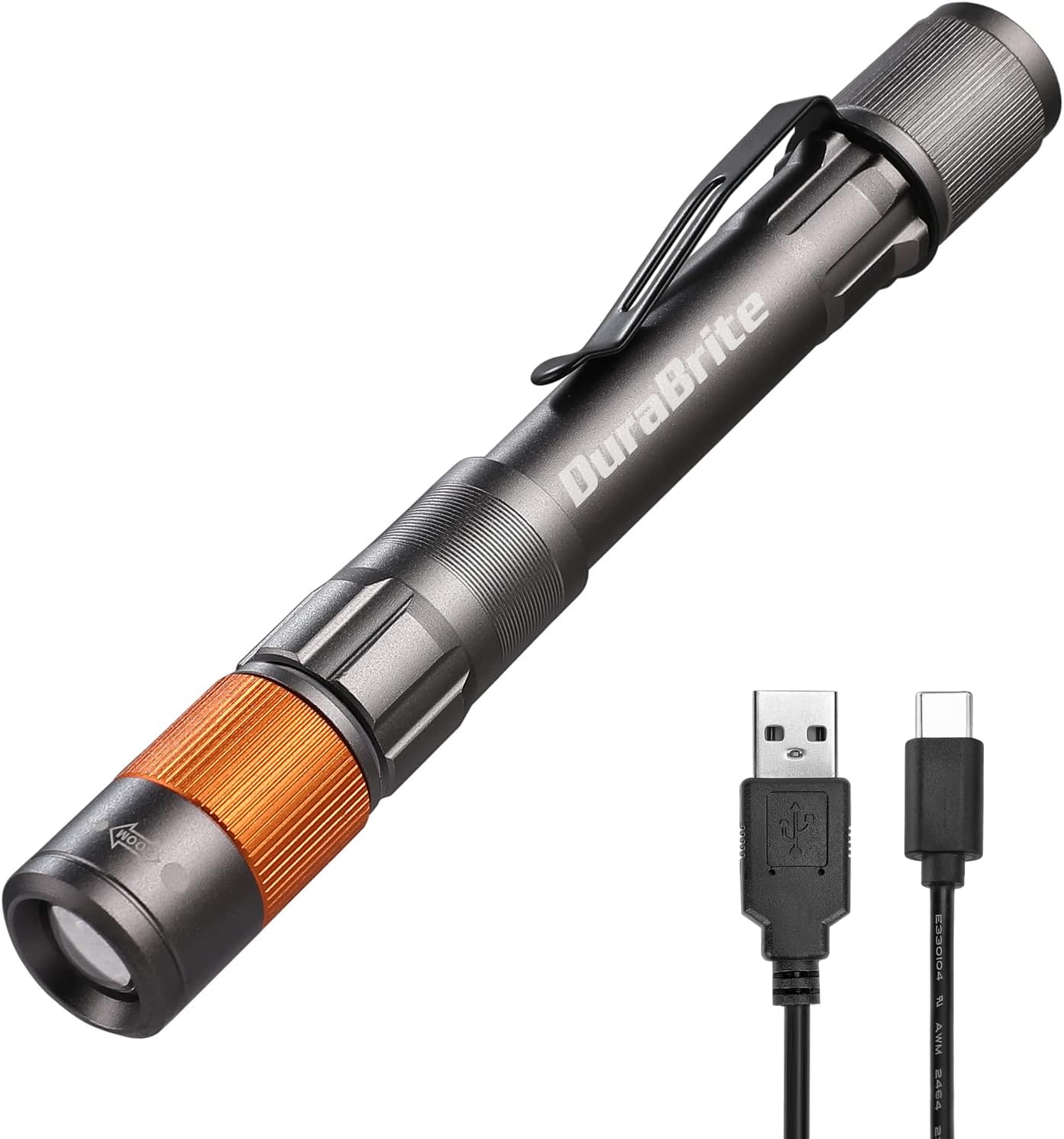 高輝度300ルーメンLED懐中電灯 アルミ合金製 Type-C充電式 軽量 防災・キャンプ用 シャンパン色