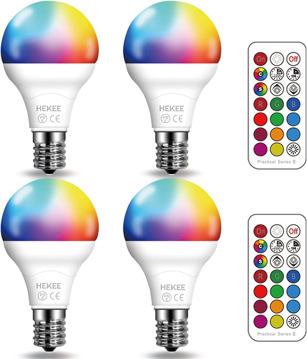 LED電球 E17口金 550LM 昼白色 5000K リモコン付き RGB 16色切替 4個セット