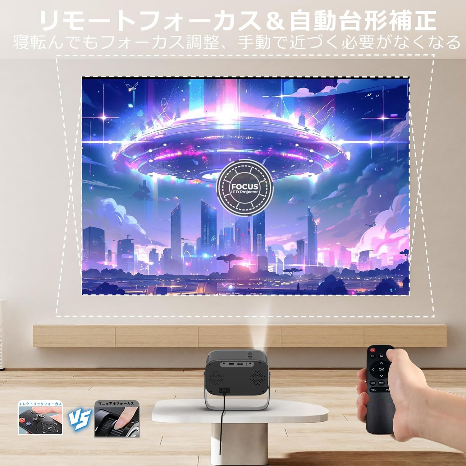 家庭用 360°回転プロジェクター 25000LM 1080P 自動台形補正 双方向Bluetooth 4K対応 VB6 (シルバーグレー)