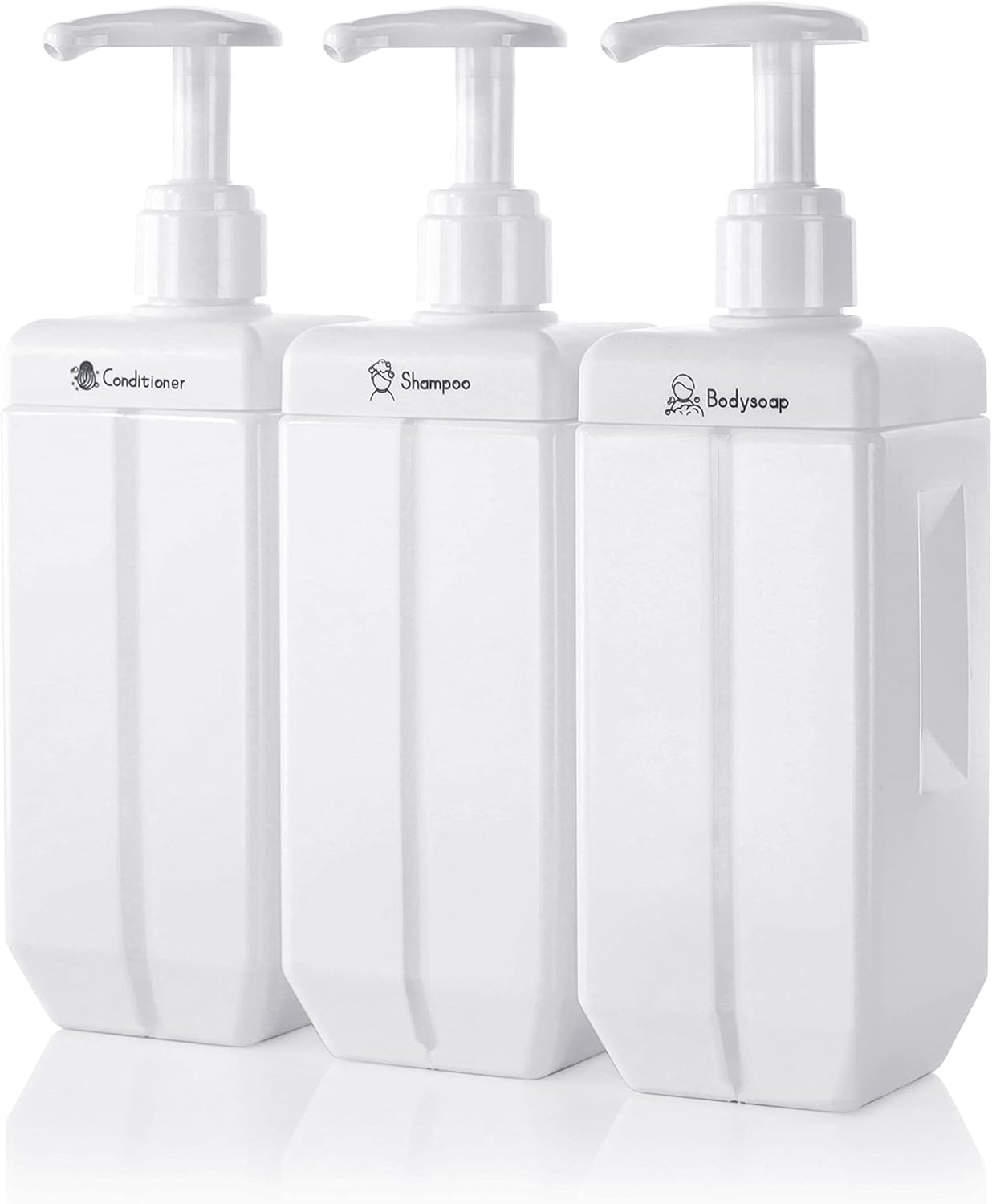 おしゃれなシャンプーディスペンサー詰め替えボトル 650ml 3本セット ホワイト