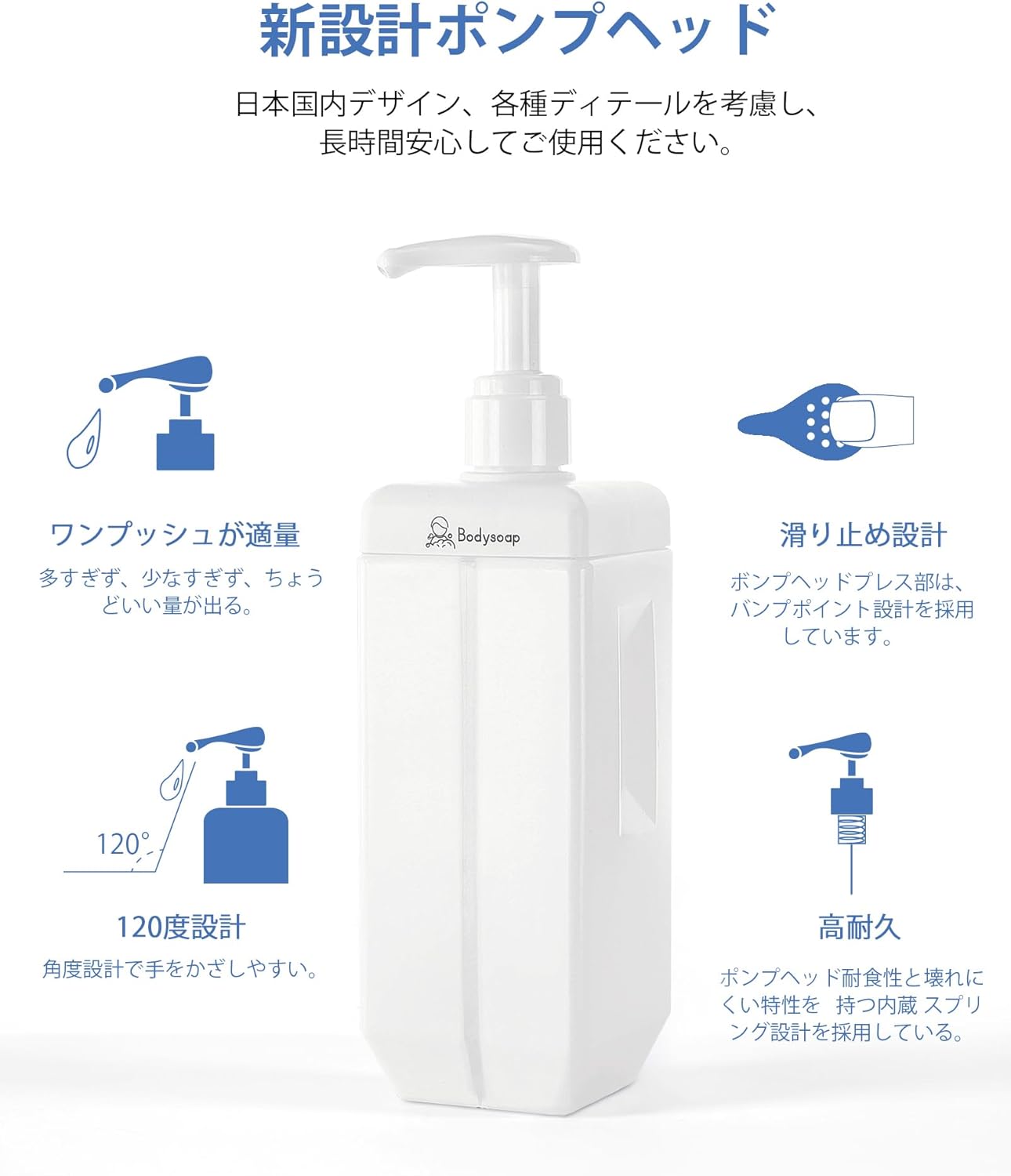 おしゃれなシャンプーディスペンサー詰め替えボトル 650ml 3本セット ホワイト