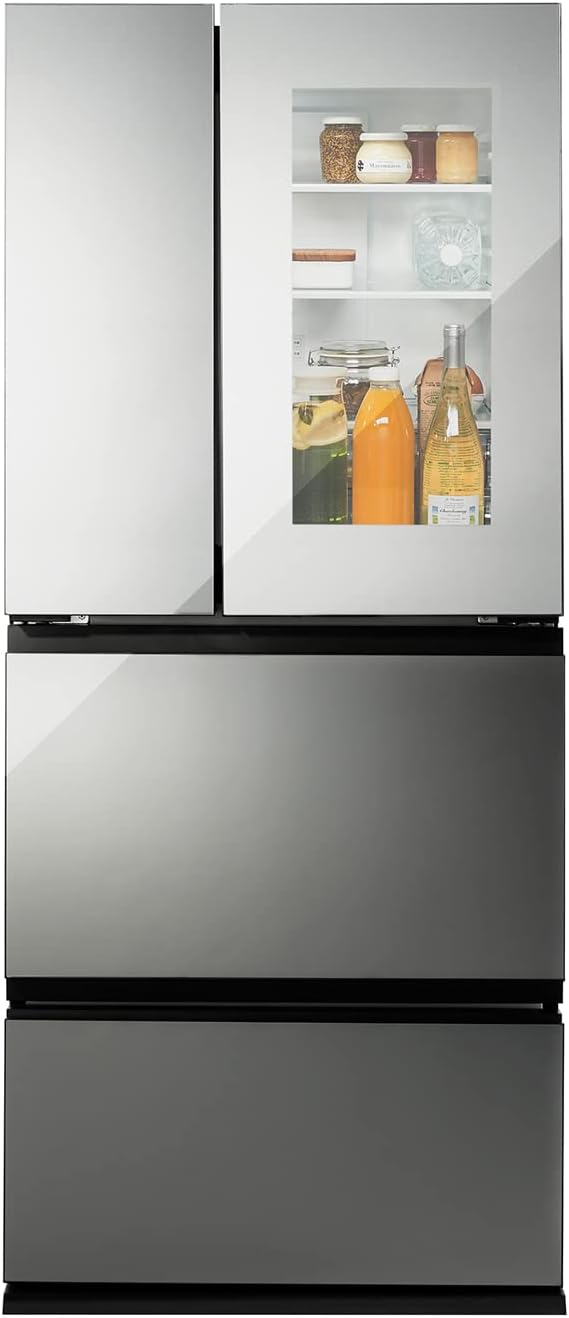 ツインバード 4ドア冷凍冷蔵庫 354L フレンチドア ブラックタッチ&ビュー搭載
