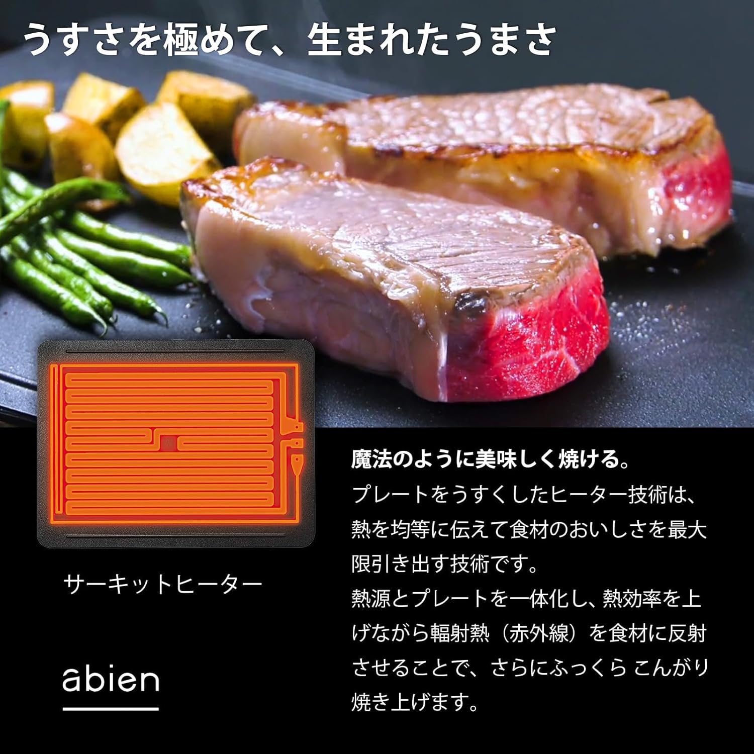 減煙 アビエン マジックグリル ホットプレート 焼肉用 コンパクト ブラック
