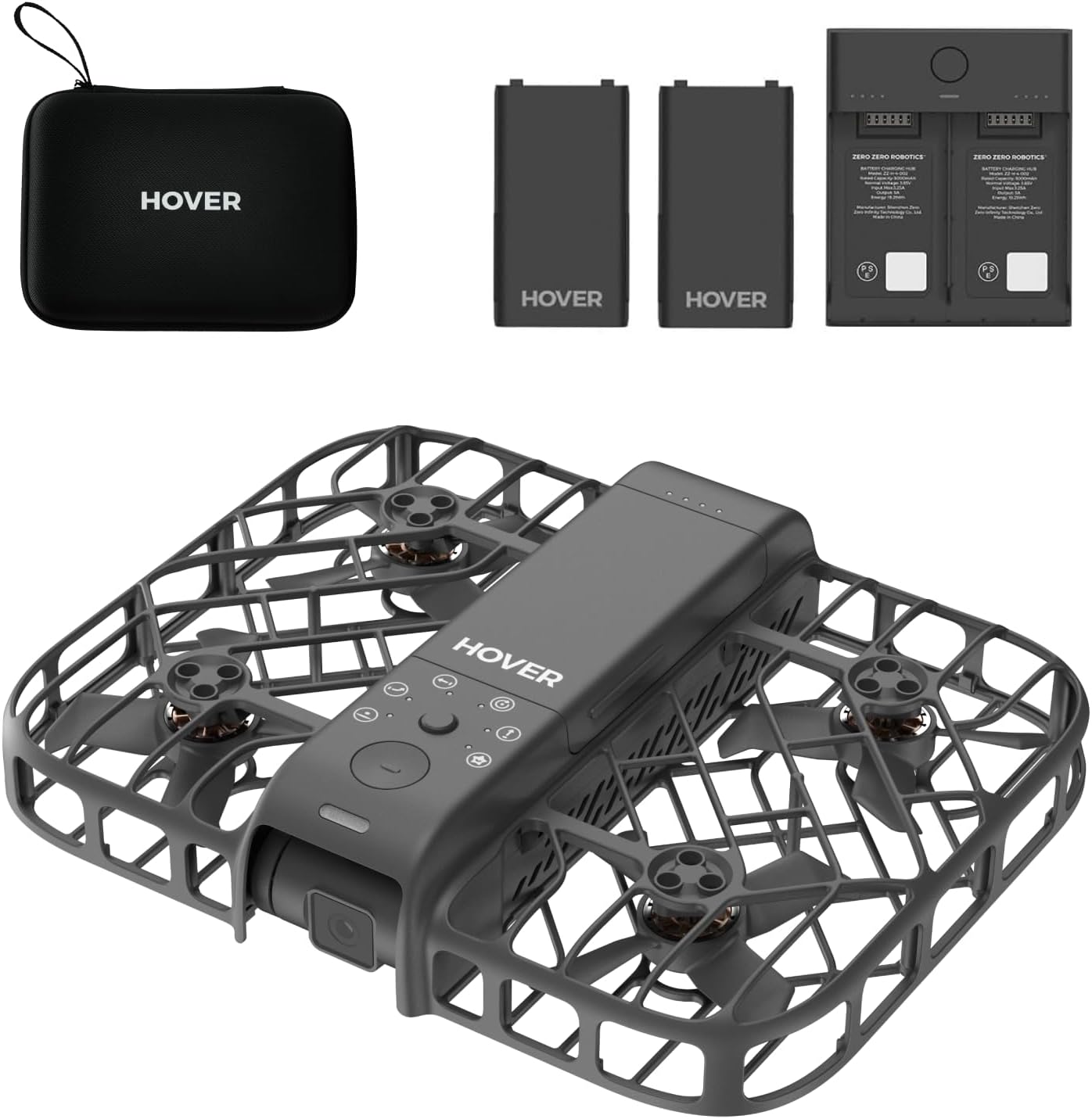 HOVERAir X1 スマートAI航空カメラ ドローン 2.7K HDR撮影 小型 免許不要 パーフェクトセット（黒、収納ケース、バッテリー3個）