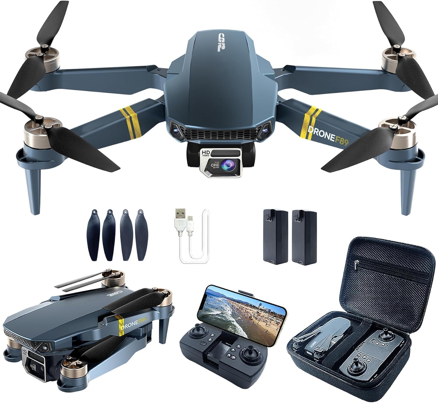 誕生日ギフト 小型4Kカメラ搭載ドローン CHUBORY Wifi対応 自動帰還・フォローミー・ウェイポイントモード バッテリー2個収納ケース付き