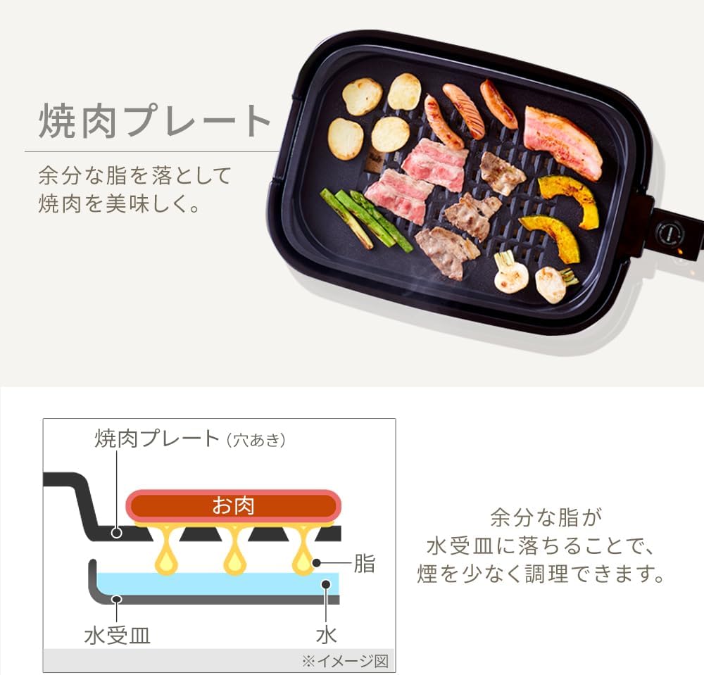 網焼き風ホットプレート（3枚焼き）アイリスオーヤマ ブラック IHA-A30-B