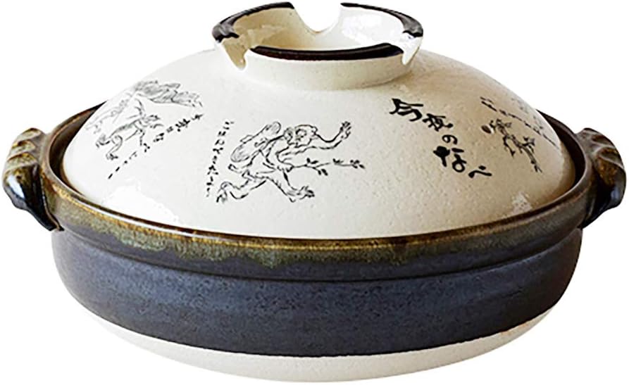 萬古焼 土鍋 9号 鳥獣戯画 日本製 3200ml