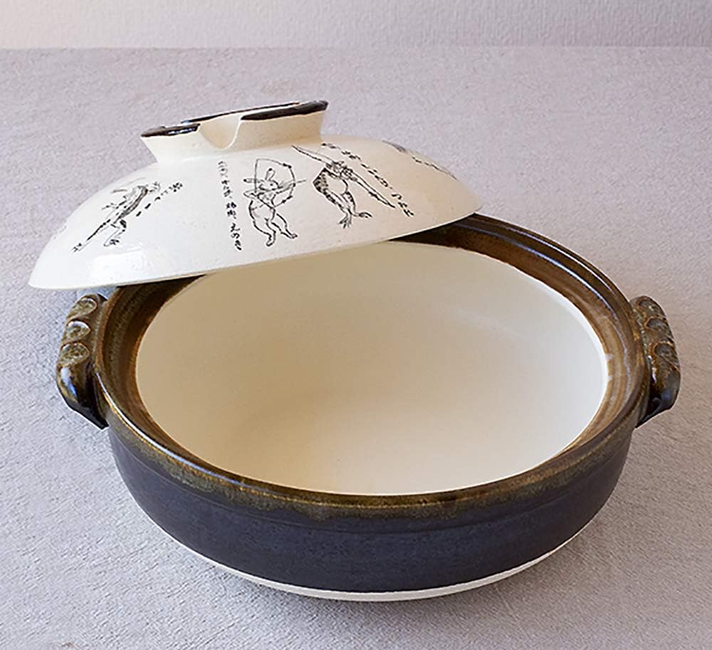 萬古焼 土鍋 9号 鳥獣戯画 日本製 3200ml