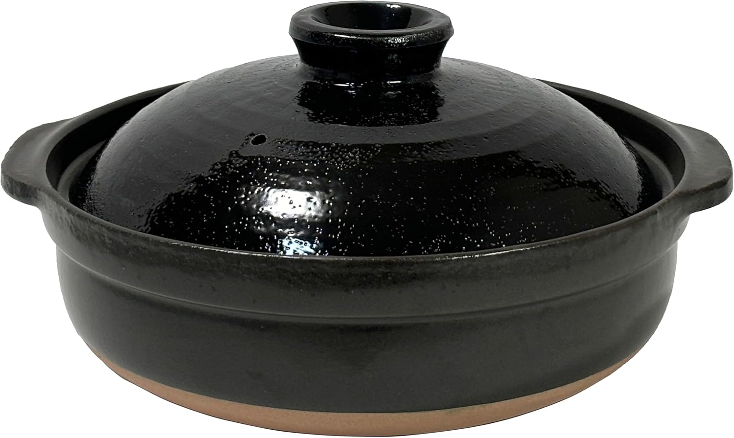 撥水セラミックコーティング 三島土鍋 日本製 9号 (黒, 3-5人用)