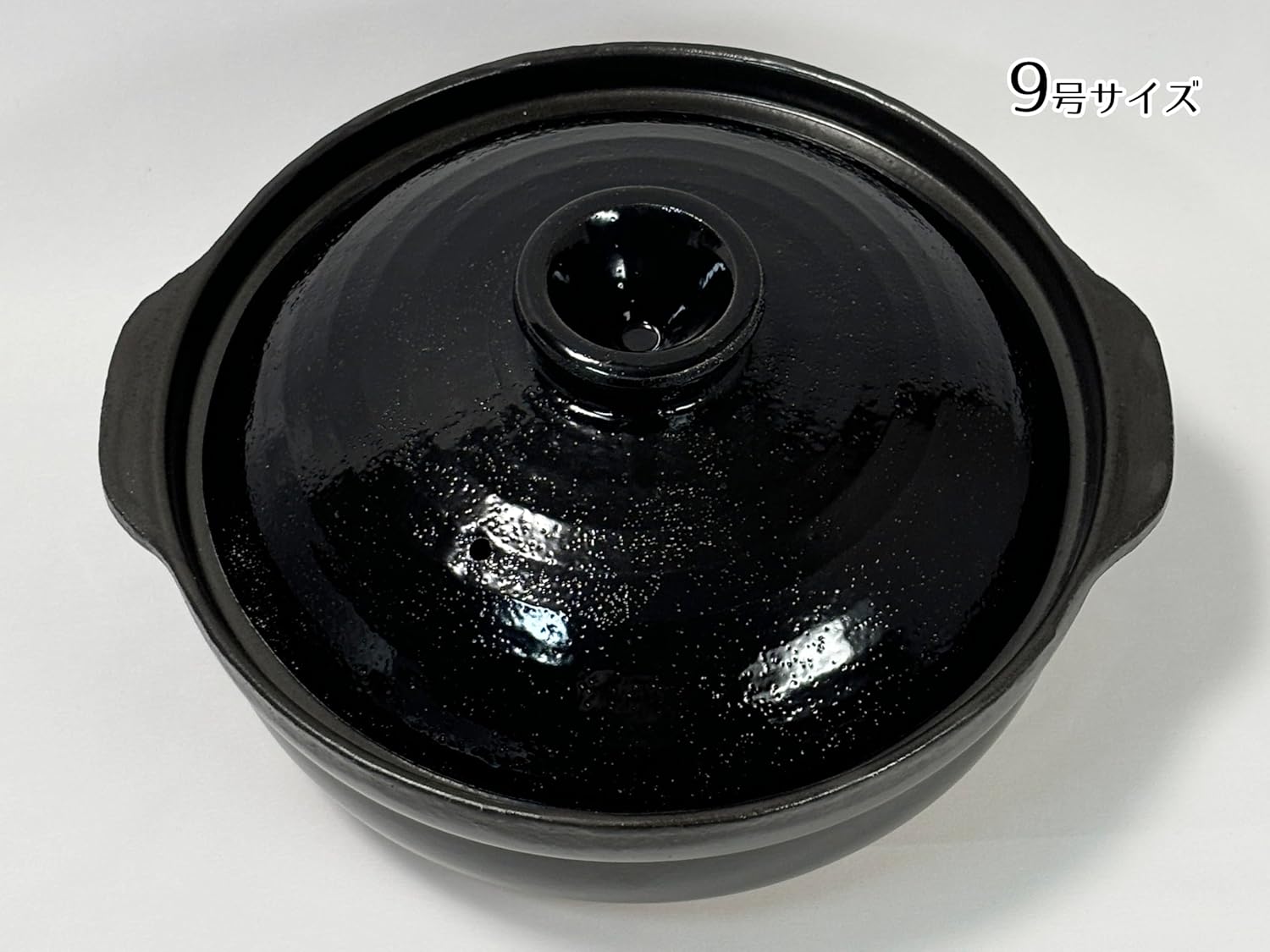 撥水セラミックコーティング 三島土鍋 日本製 9号 (黒, 3-5人用)