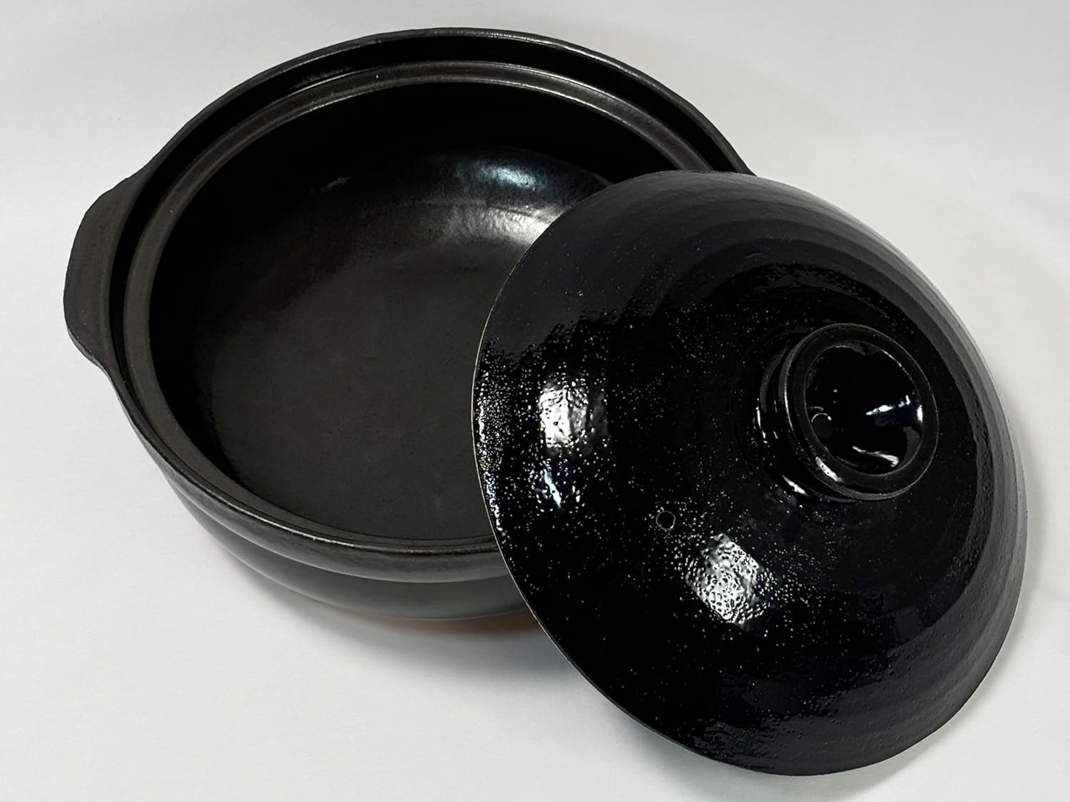 撥水セラミックコーティング 三島土鍋 日本製 9号 (黒, 3-5人用)