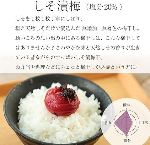 無添加紀州南高梅 しそ漬梅（塩分20%）500g 化粧箱入り