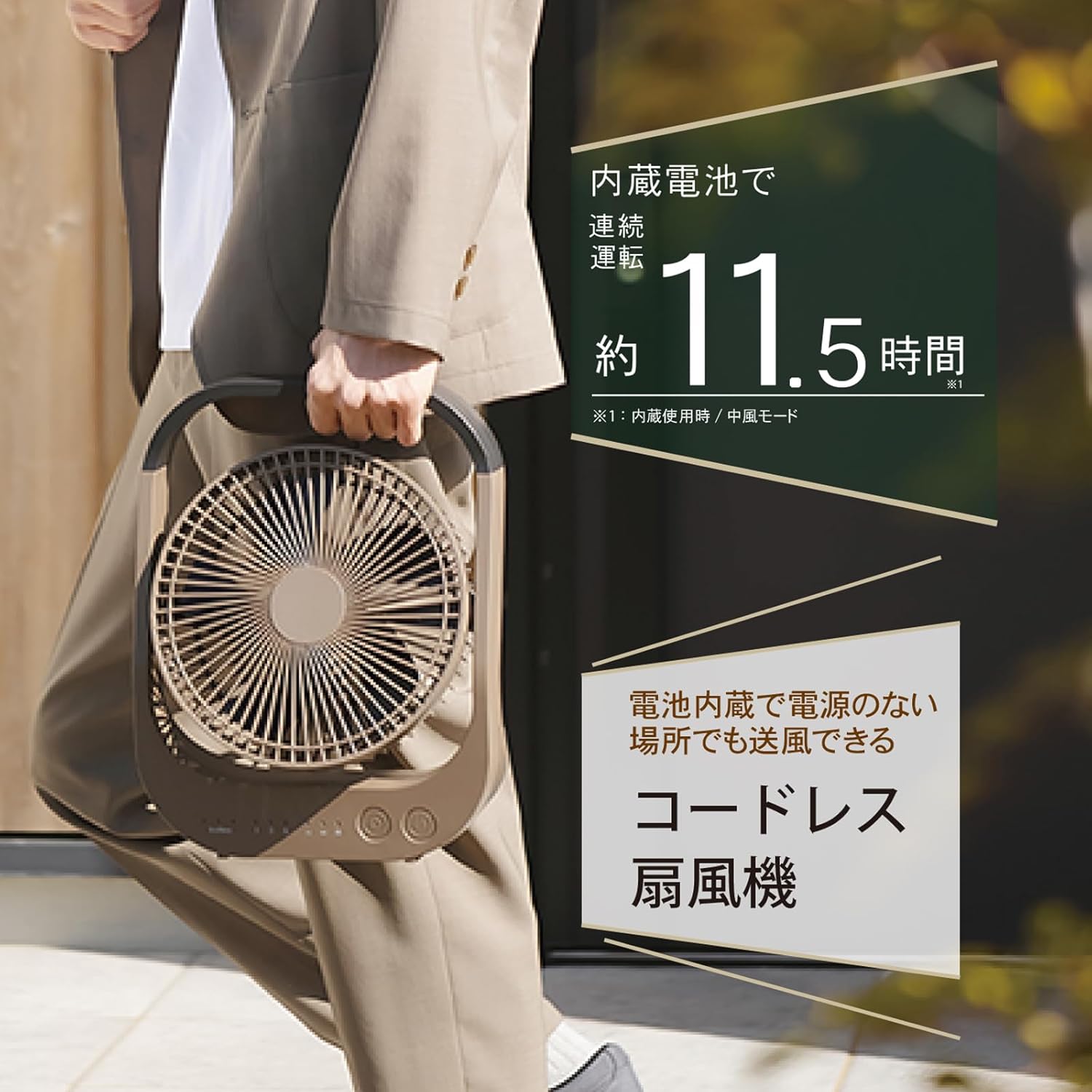 充電式静音キャンプファン【最新2025年製】USB Type-C＆ACコンセントアダプタ付属