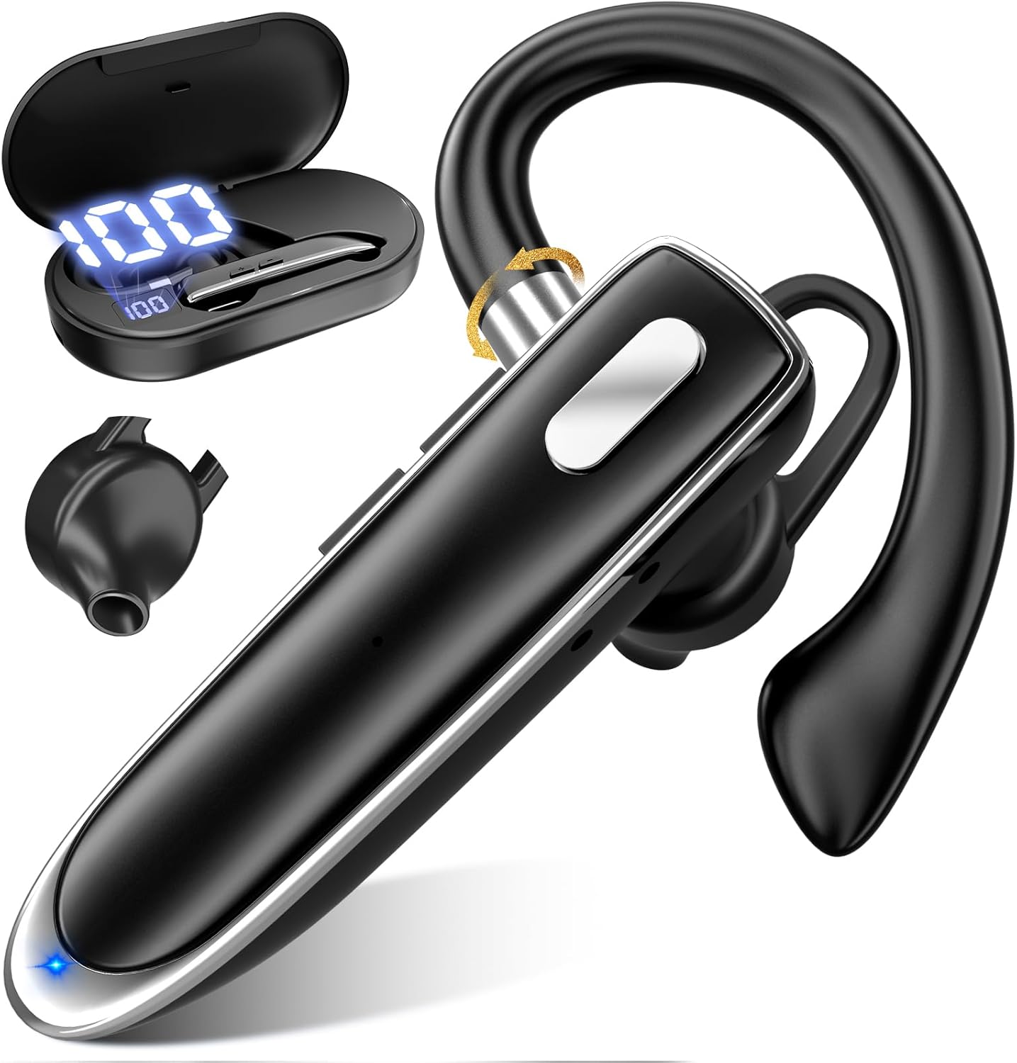 カナル型Bluetoothヘッドセット 最大96時間使用可 充電ケース付 ハンズフリー通話対応