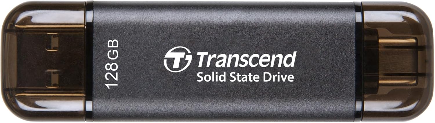 ポータブルSSD 128GB 高速1050MB/s 軽量11g Type-A/Type-C対応 ブラック