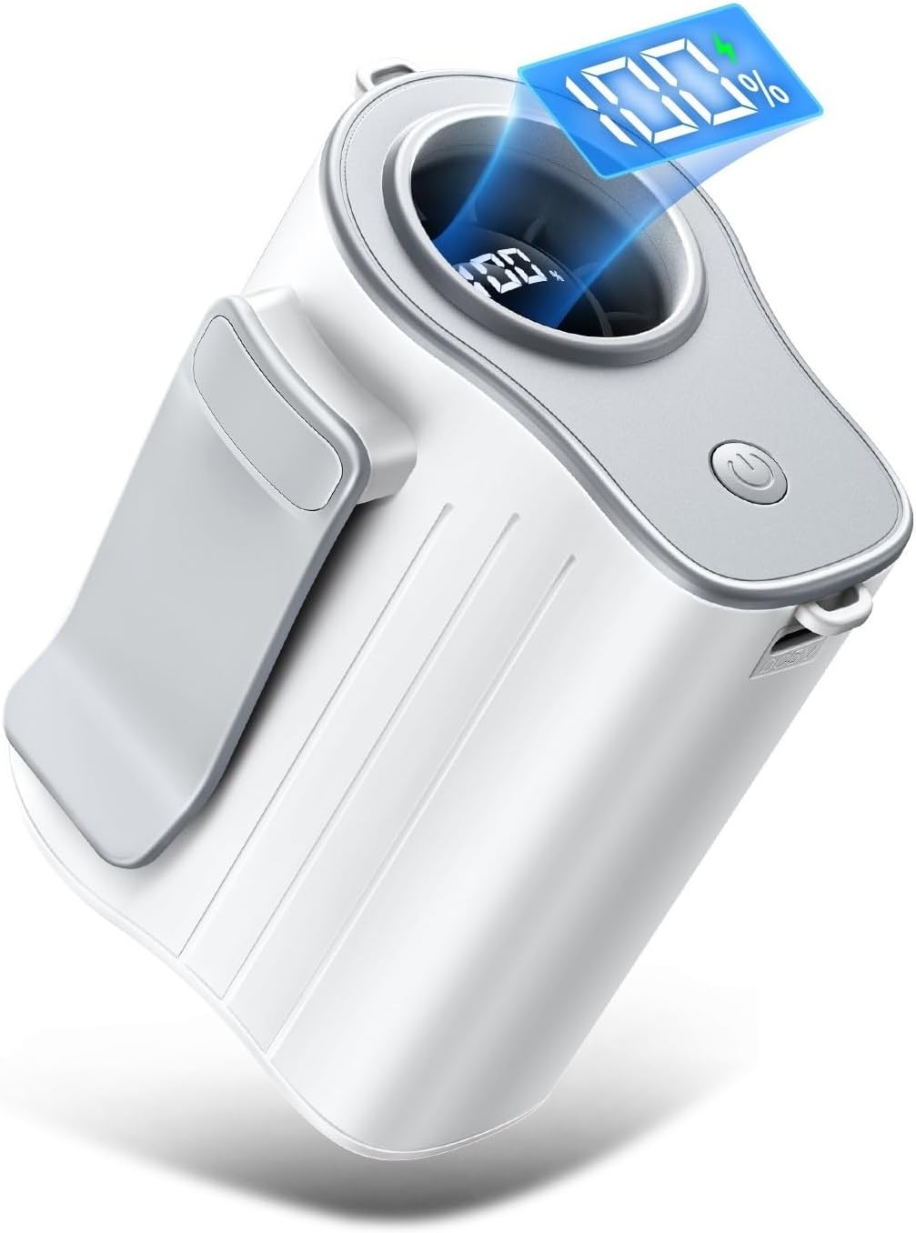 大容量8000mAhポータブル腰掛け扇風機|4WAY使用|USB充電式|父の日ギフト (ホワイト)